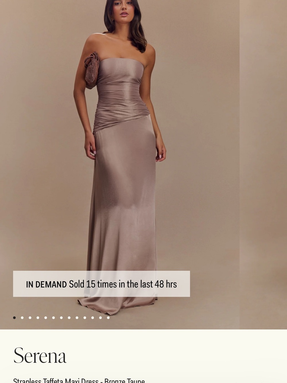 Meshki Strapless Taffeta Maxi Dress - Bronze Taupe